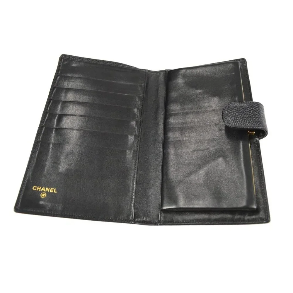 Chanel Long Wallet Black Calfskin
